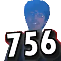 a pixelated image of a man with glasses and the number 756