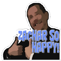 a man giving a thumbs up with the words zachar so happy