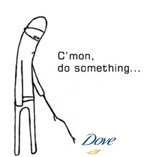 a drawing of a stick figure with the words " c ' mon do something "