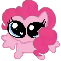 a drawing of a pink pony with big eyes and a pink mane