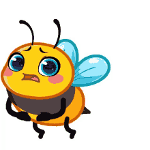 a cartoon illustration of a bee with a sad look on its face