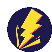 a blue circle with a yellow lightning bolt on it