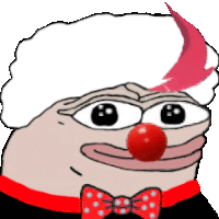 a cartoon of a clown with a red nose and bow tie