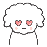 a cartoon of a sheep with hearts in its eyes