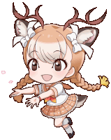 a drawing of a girl with deer antlers and pigtails