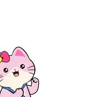 a cartoon drawing of a pink cat with a bow on its head