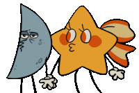 a cartoon drawing of a star and a half moon