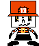 a pixel art drawing of a man wearing a top hat and a belt .