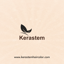 a logo for kerastem hair color with a leaf