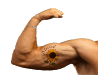 a man has a tattoo of a sunflower on his arm that says blessed