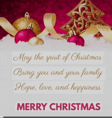 a merry christmas greeting card with christmas decorations