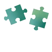 two puzzle pieces with faces drawn on them