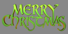 green merry christmas sign on a gray background