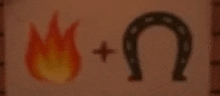 a picture of a fire and a horseshoe on a brown background