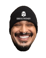 a man wearing a black beanie with the word dex screener on it