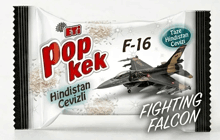 a package of popkek with a fighter plane on it