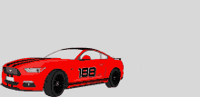 a red sports car with the number 188 on the side