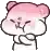 a pixel art drawing of a pink and white hamster with its eyes closed and its mouth open .