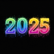 the number 2025 is painted in rainbow colors