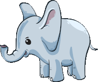 a cartoon drawing of an elephant with a pink nose