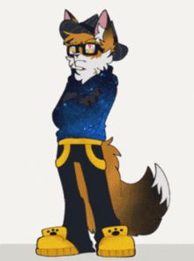 a cartoon fox wearing sunglasses and a hat