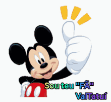 a picture of mickey mouse giving a thumbs up with the words sou teu fa valtatui below him