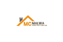 a logo for mc malwa construction inc. shows a house with a chimney on the roof .