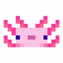 an axolotl in a pixel art style on a white background