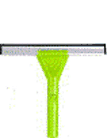 a green squeegee with a black handle and a yellow brush on a white background .