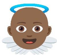 a cartoon illustration of an angel with a blue halo on his head