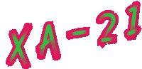 x a = 21 is written in pink and green letters