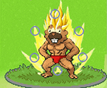 a pixel art drawing of a beaver in red underwear