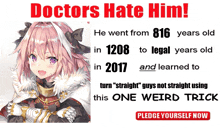 a poster that says doctors hate him and has a picture of a girl