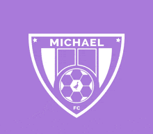 a logo for michael fc with a soccer ball