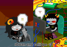 a rowan and calliope < 3 cartoon shows a man smoking a pipe
