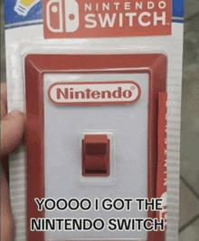 a nintendo switch light switch with a red button