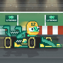 a pixel art of a race car with the number 12 on the side