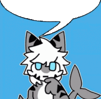 a cartoon cat with glasses and a speech bubble above his head