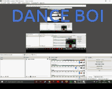 a computer screen with the words dance boi in blue