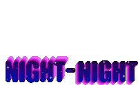 night-night is written in purple and blue letters on a white background