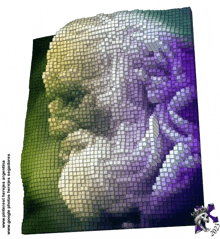 a pixel art of a purple and white flower with the year 2012 on the bottom