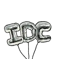 a cartoon drawing of three balloons with the word idc on them