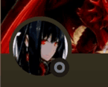 a picture of a girl with red eyes and a circle around her