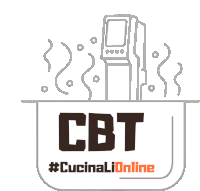 a logo for cbt #cucinalionline shows a cooking device