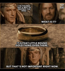 two men are looking at a gold ring and one says " what is it "