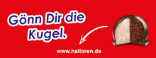 a picture of a kugel with the website www.halloren.de underneath it