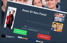 a computer screen with swan et neo panel written at the top