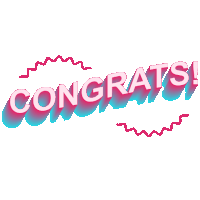 the word congrats is written in pink and blue letters