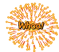 a firework display with the word whoa written in the center