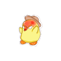 a cartoon chicken with an angry look on its face